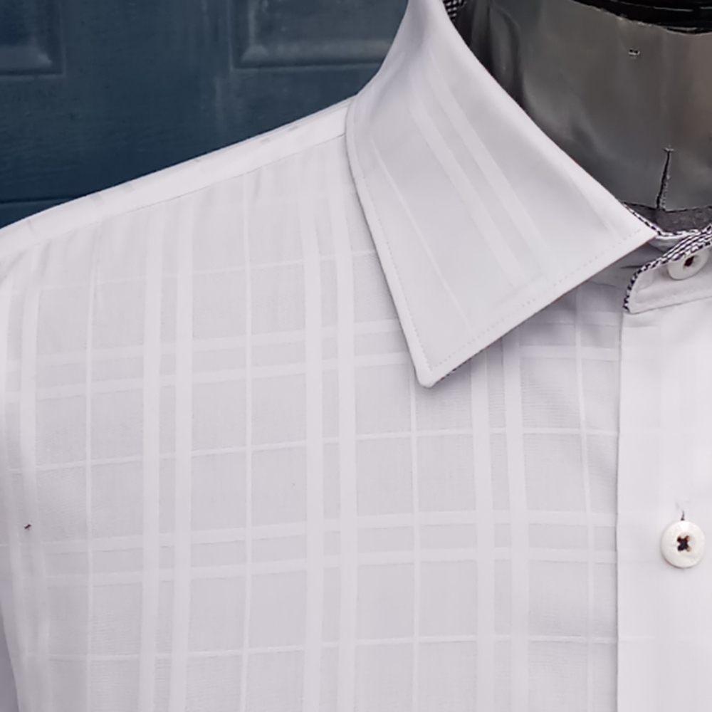 Bugatchi Men's White Window Pane Lux Shirt